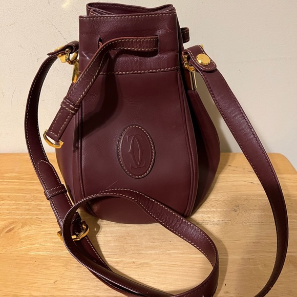 Cartier Burgundy Leather Bucket Bag - Picture 1 of 11